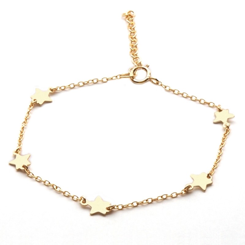 Pulsera con Estrellas Intercaladas de Plata con baño de Oro