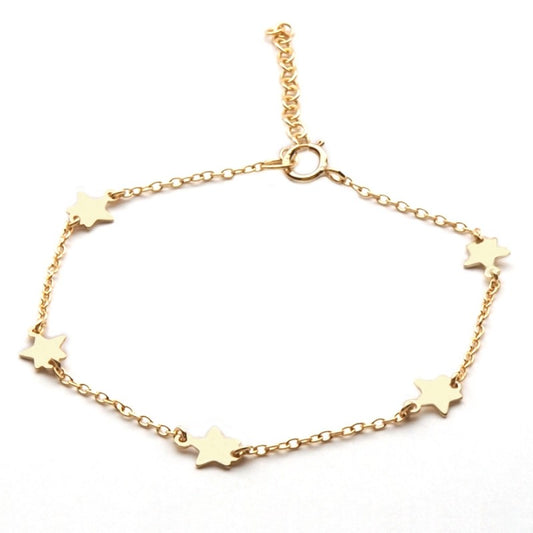 Pulsera con Estrellas Intercaladas de Plata con baño de Oro
