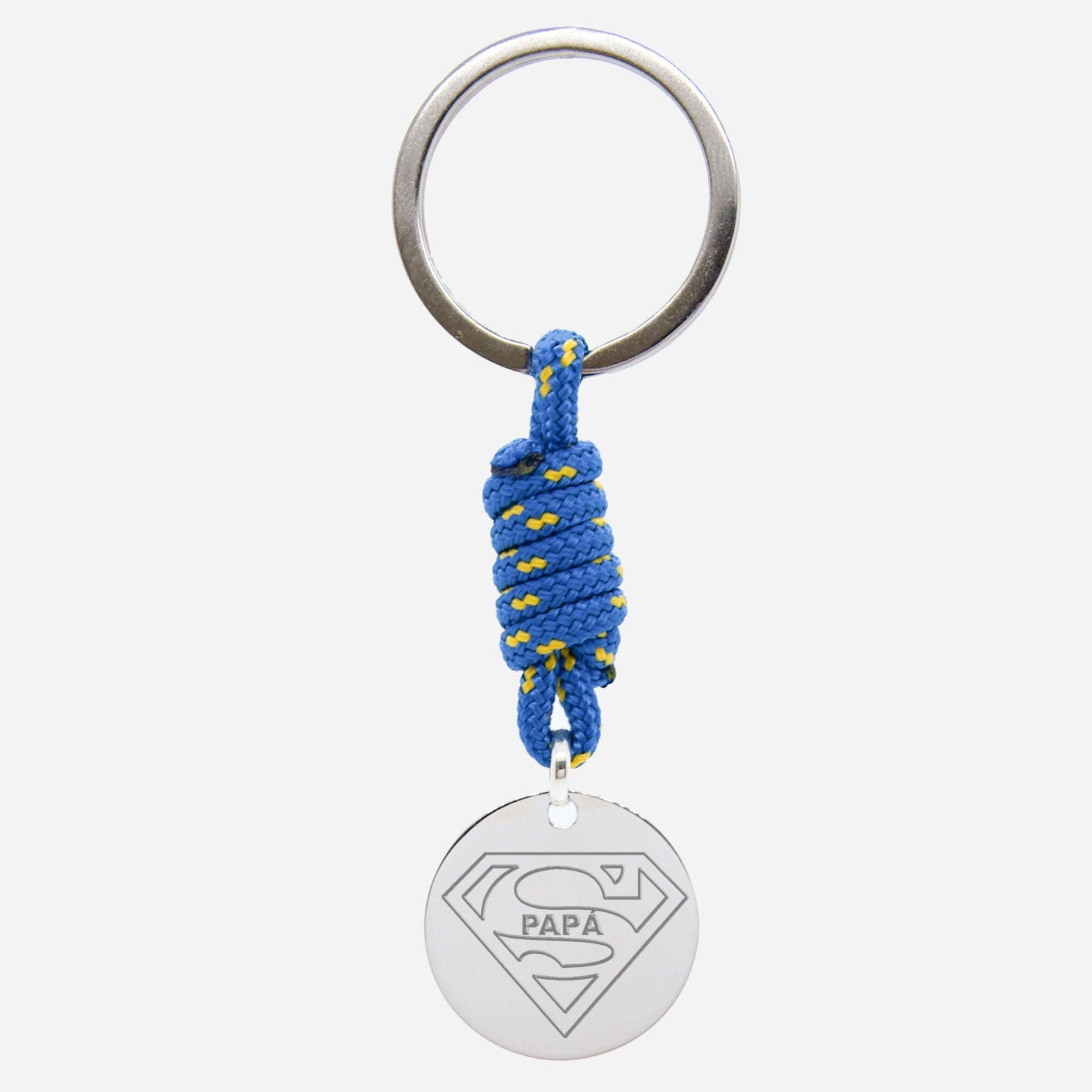 Llavero Personalizado de Plata y Cordón Náutico Super Papá