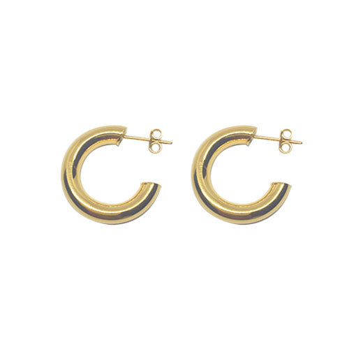 Pendientes Aro Pequeño grueso de Plata con Baño de Oro