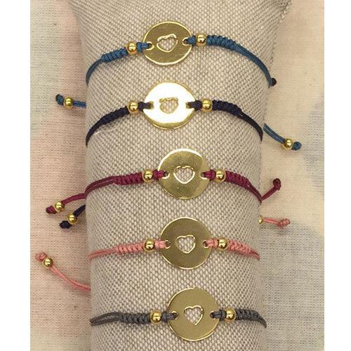 Pulsera Chapa Corazón Plata con Baño de Oro