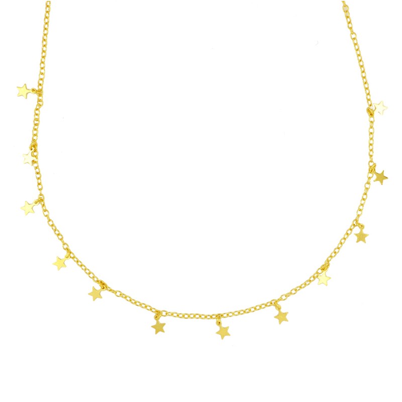 Collar con Miniestrellas colgantes de Plata con baño de Oro