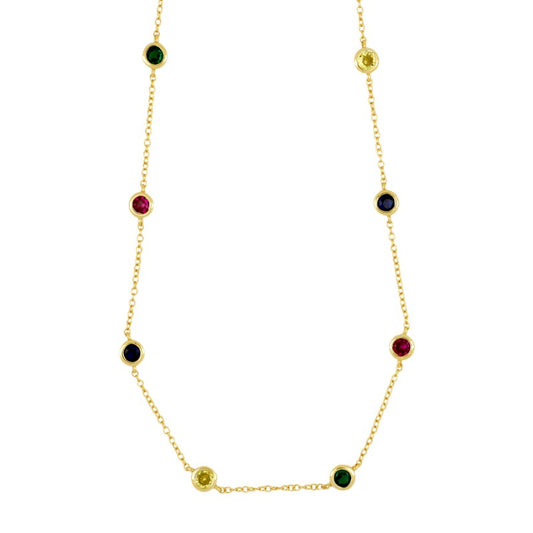 Collar de Plata con baño de Oro con Circonitas Intercaladas