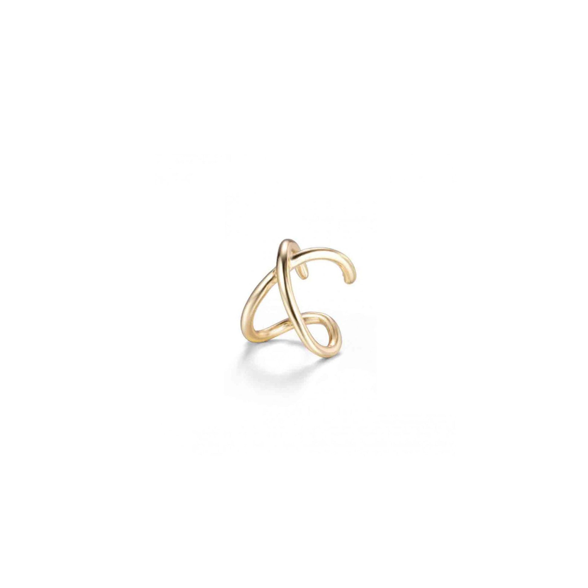 Pendiente Ear Cuff cruzado de Plata con Baño de Oro