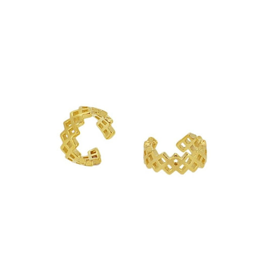 Pendiente Ear Cuff Zig Zag de Plata con Baño de Oro (Unidad)