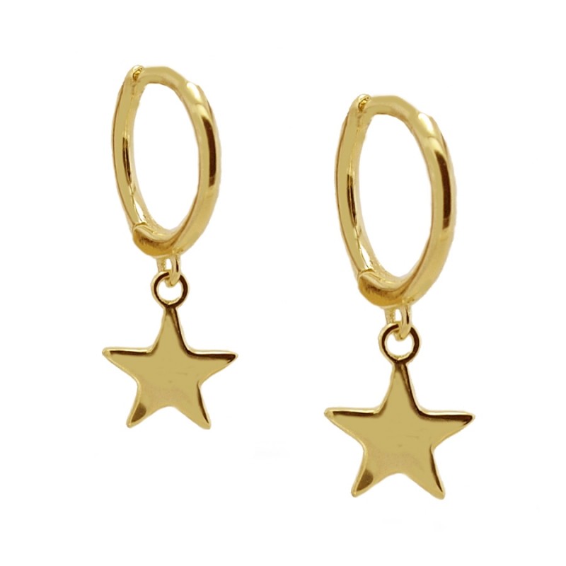 Pendientes Arito y Estrella de Plata con Baño de Oro
