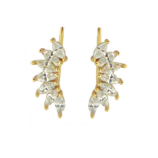 Pendientes Ear Cuff de Plata con Baño de Oro y Circonitas Ovaladas
