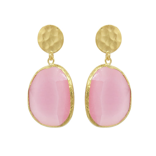 Pendientes Grandes Piedra colgante irregular Rosa