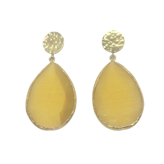 Pendientes Grandes Piedra colgante Amarilla