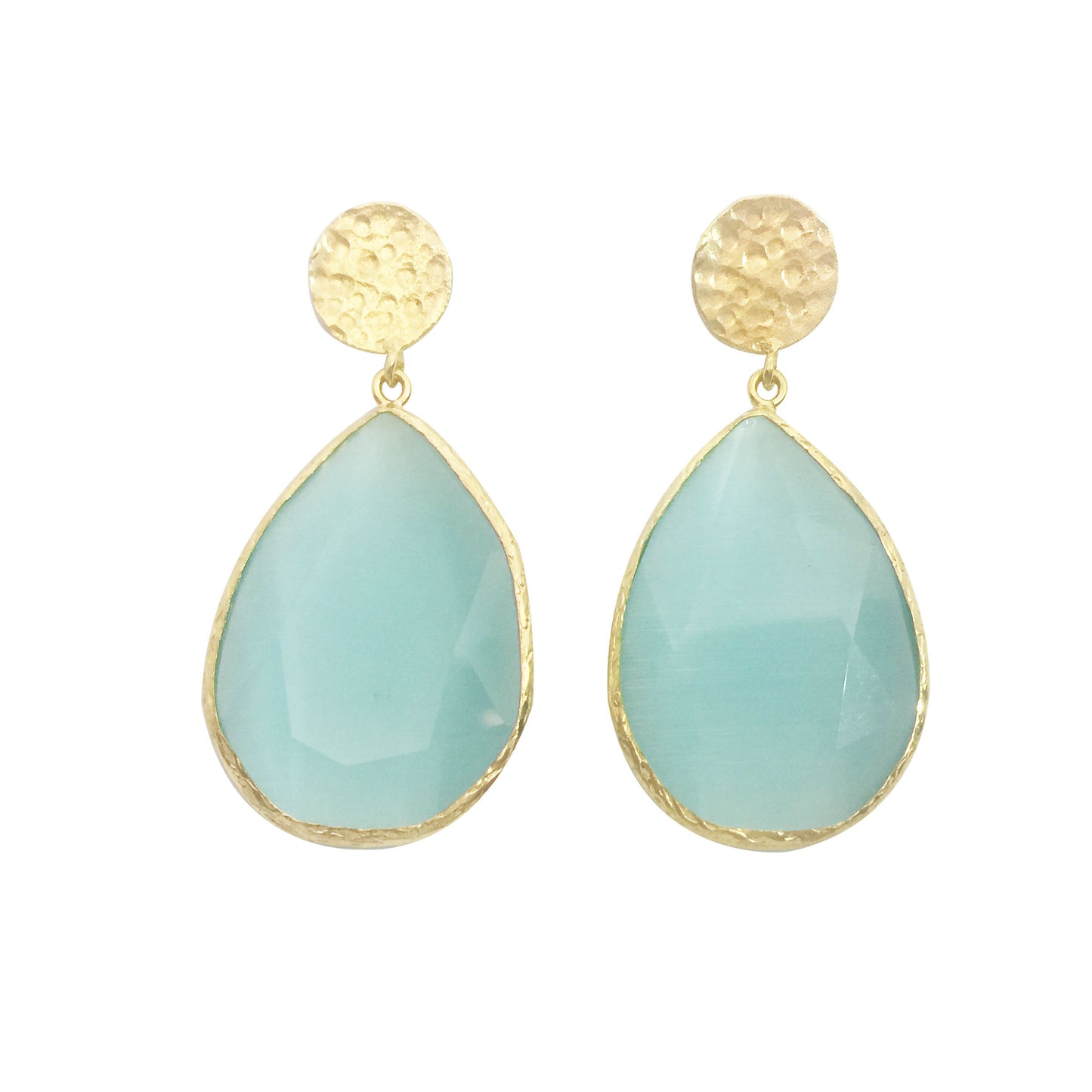 Pendientes Grandes Piedra colgante Azul Claro