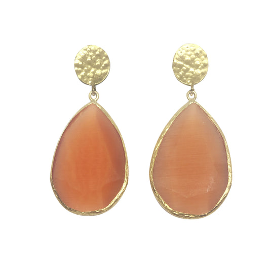 Pendientes Grandes Piedra colgante Naranja