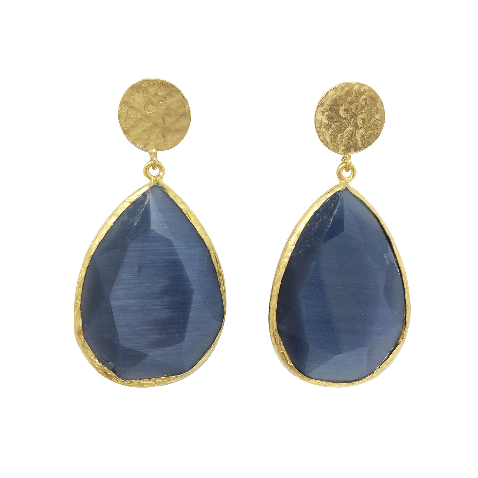 Pendientes Grandes Piedra colgante Negra