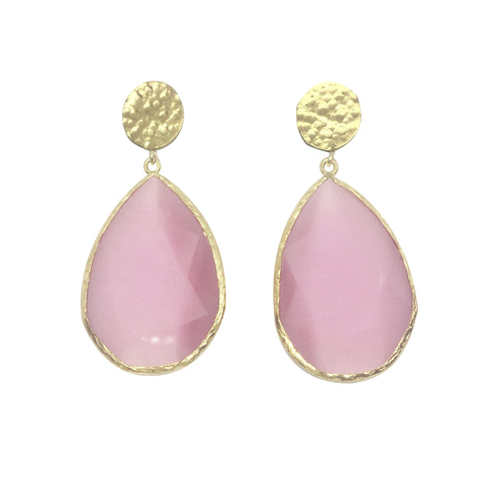 Pendientes Grandes Piedra colgante Rosa