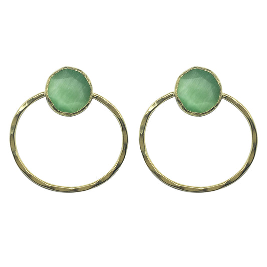 Pendientes Piedra Verde y Aro