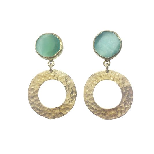 Pendientes Piedra Verde Agua y disco