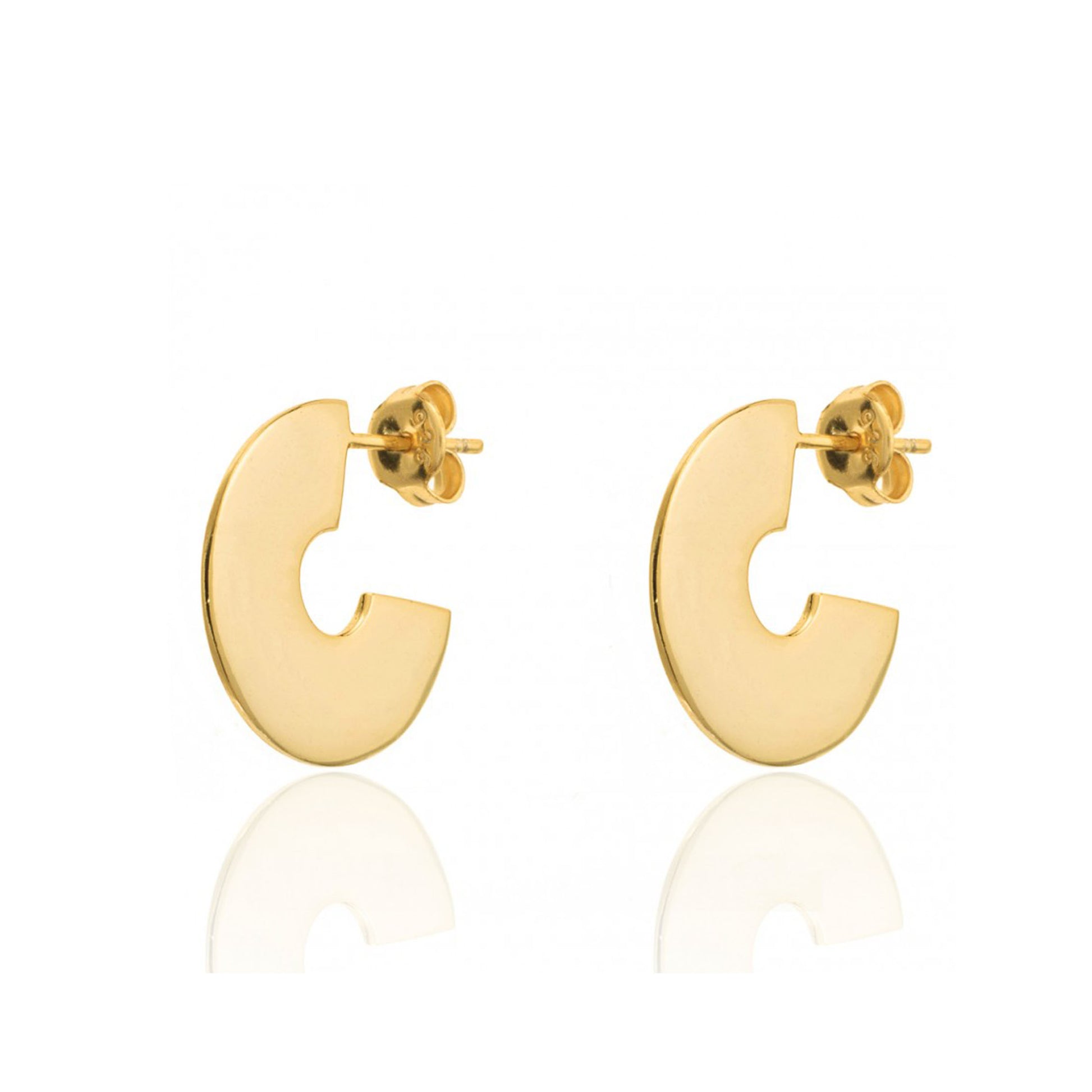 Pendientes Plano de Plata con Baño de Oro