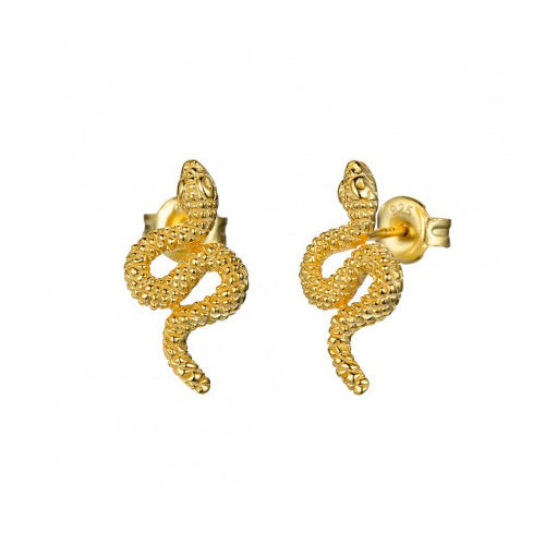 Pendientes Serpiente de Plata con Baño de Oro