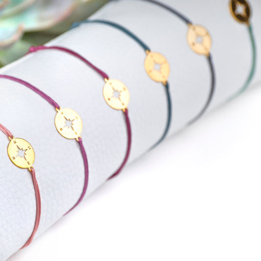 Pulsera Brújula de Plata con Baño de Oro